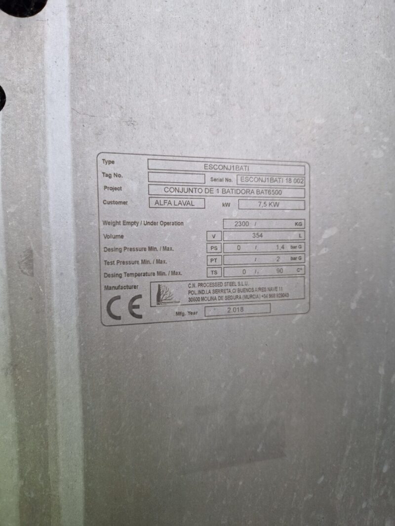 Alfa Laval Screw mixing tank, Stainless Steel - Image 5
