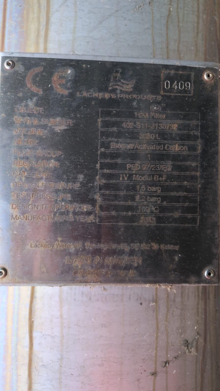 Stainless Steel Carbon Filter - 3m3 capacity - Excellent Condition - Image 2