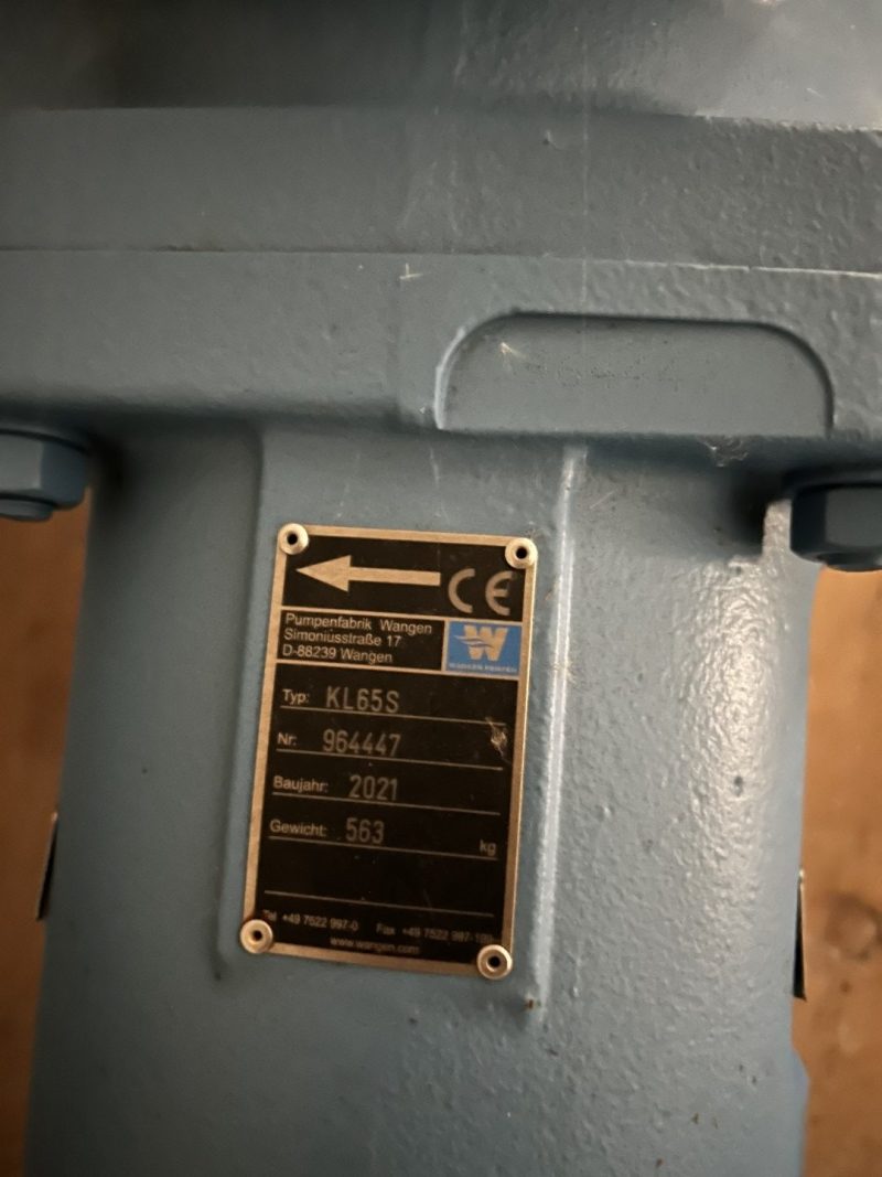 Wangen KL65S Pump 15kW - 50-80m3/hr Never Used - 2 Available - Image 2