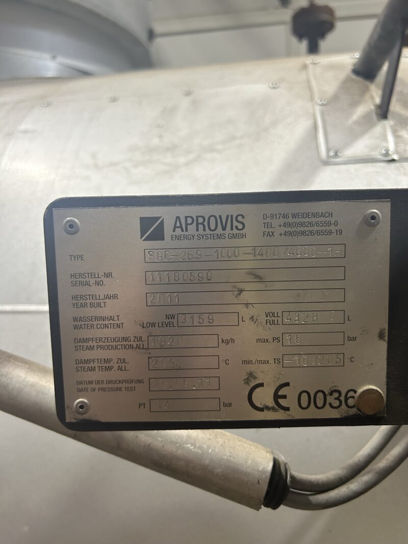 Aprovis Waste Heat Steam Boiler package 1820kg/hr SGC-26.9-1000-1400/4000-1H ***REDUCED*** - Image 8